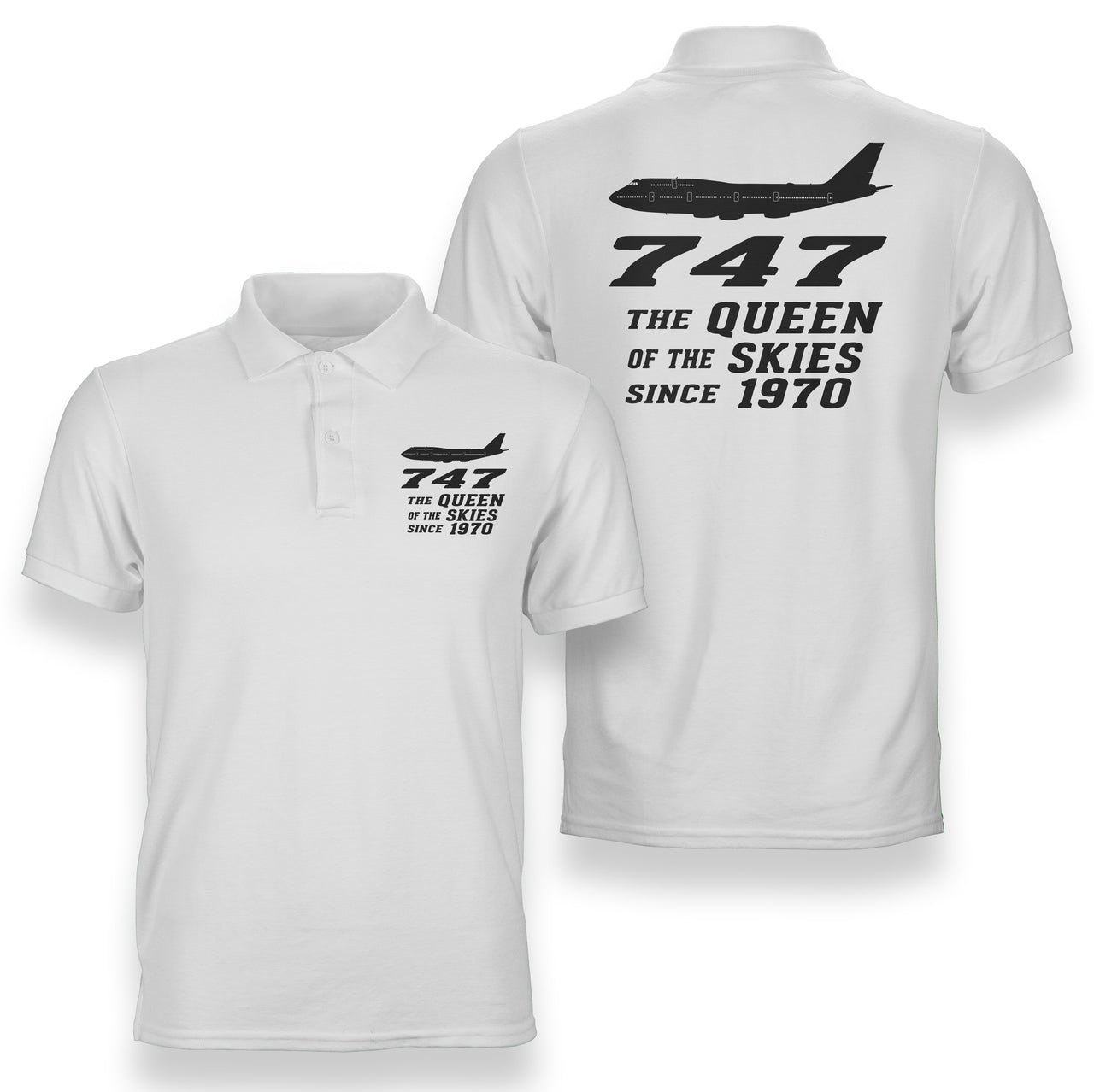 Boeing 747 - Queen of the Skies (2) Designed Double Side Polo T-Shirts