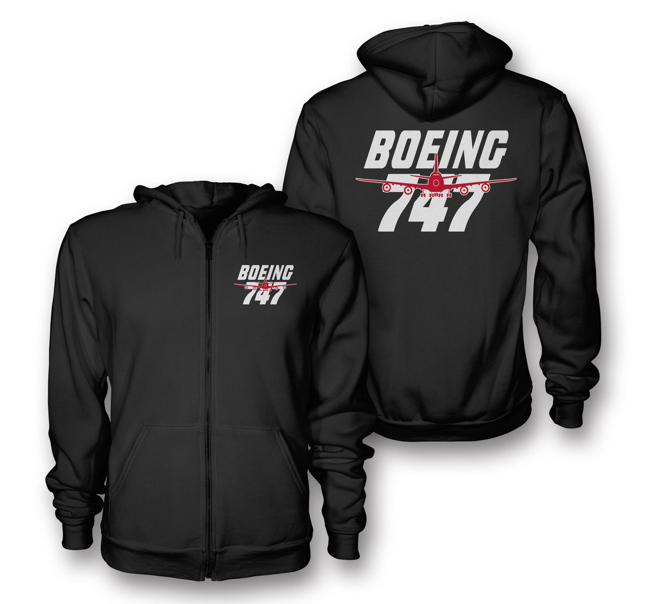 Amazing Boeing 747 Designed Zipped Hoodies