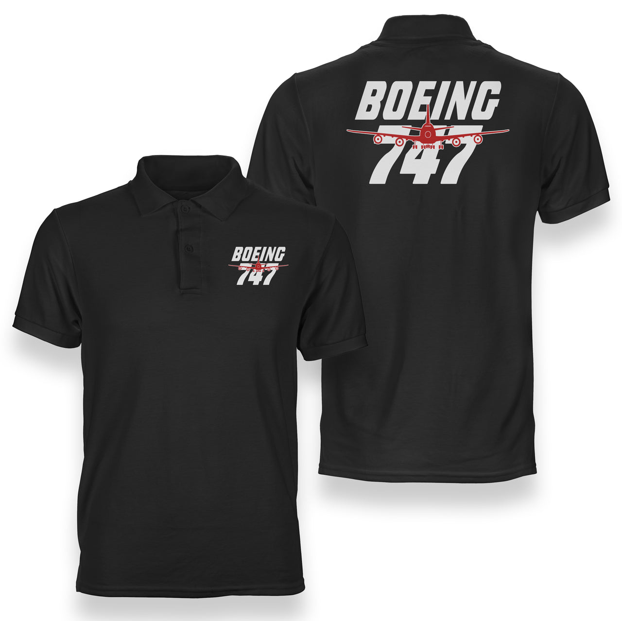 Amazing Boeing 747 Designed Double Side Polo T-Shirts