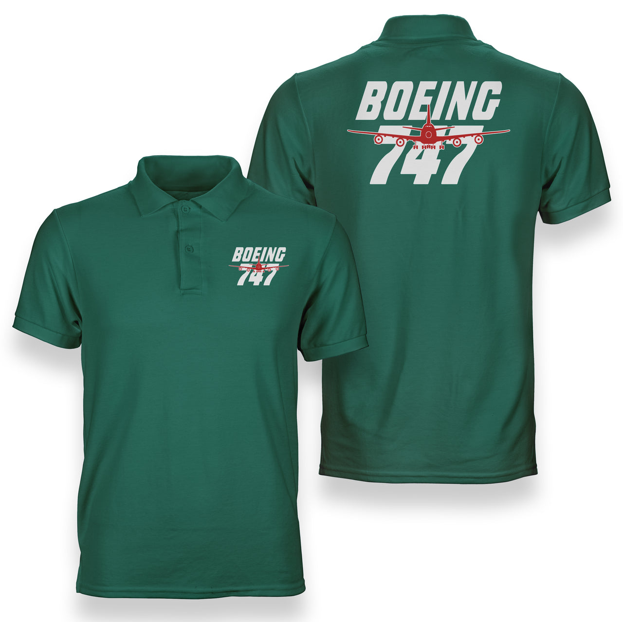 Amazing Boeing 747 Designed Double Side Polo T-Shirts