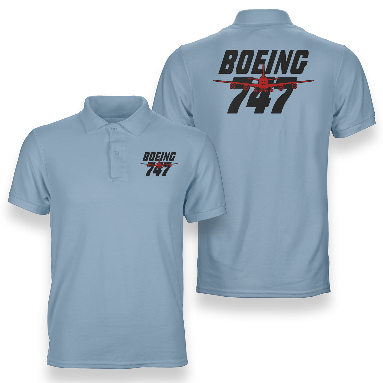 Amazing Boeing 747 Designed Double Side Polo T-Shirts