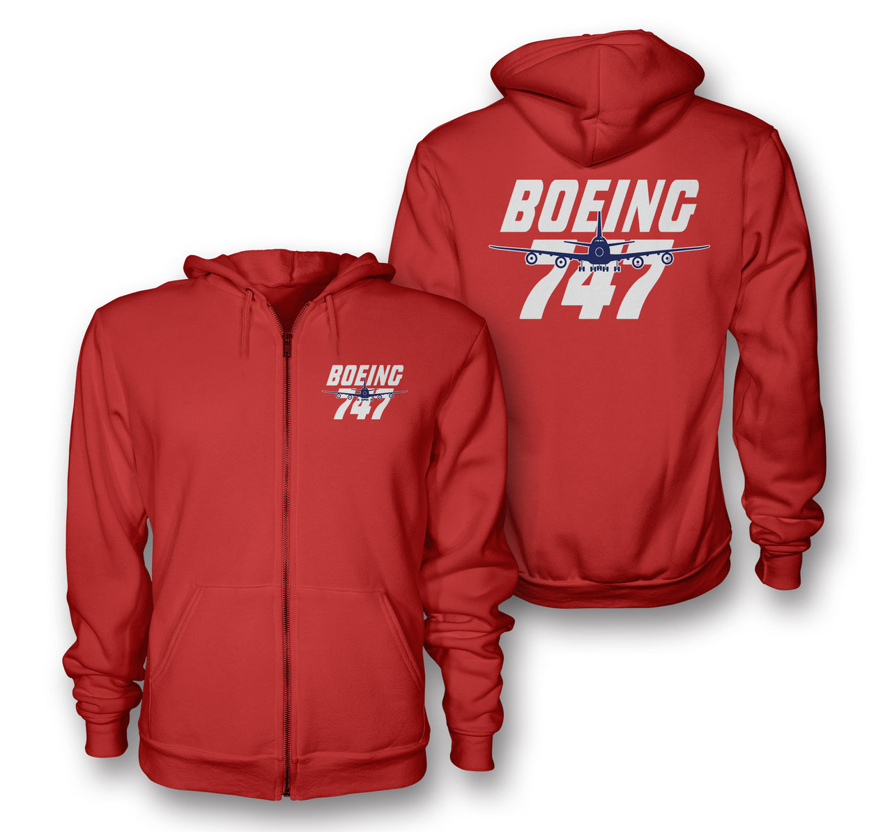 Amazing Boeing 747 Designed Zipped Hoodies