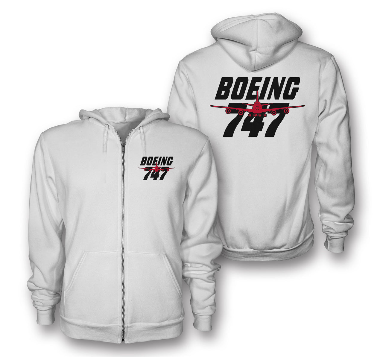 Amazing Boeing 747 Designed Zipped Hoodies