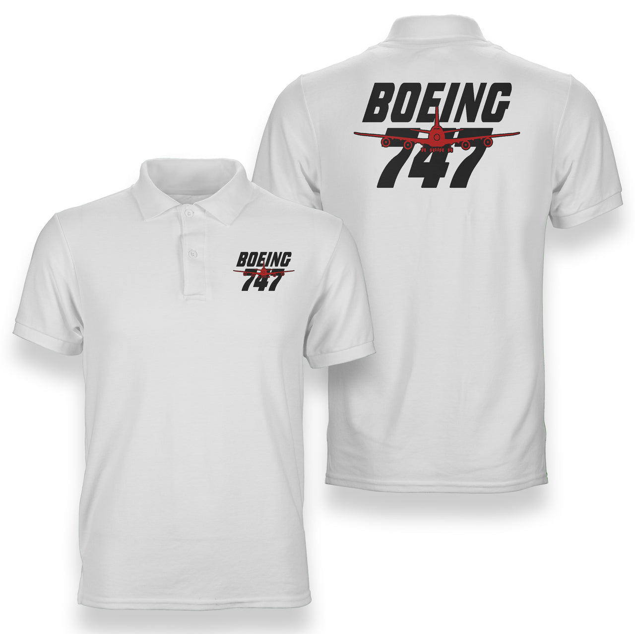 Amazing Boeing 747 Designed Double Side Polo T-Shirts