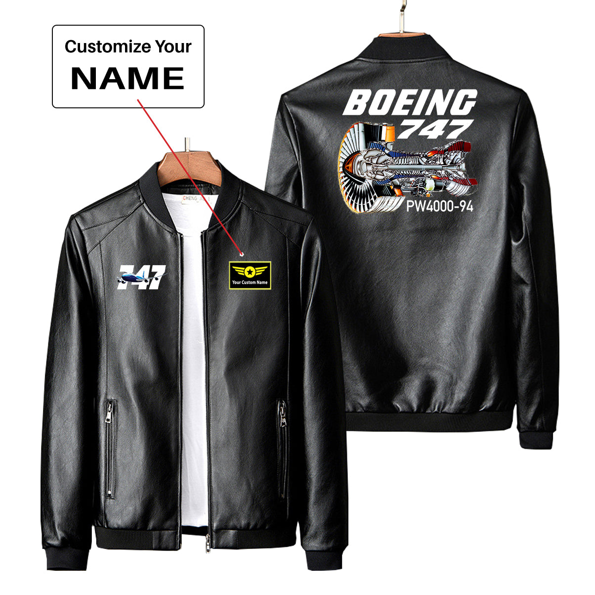 Boeing 747 & PW4000-94 Engine Designed PU Leather Jackets