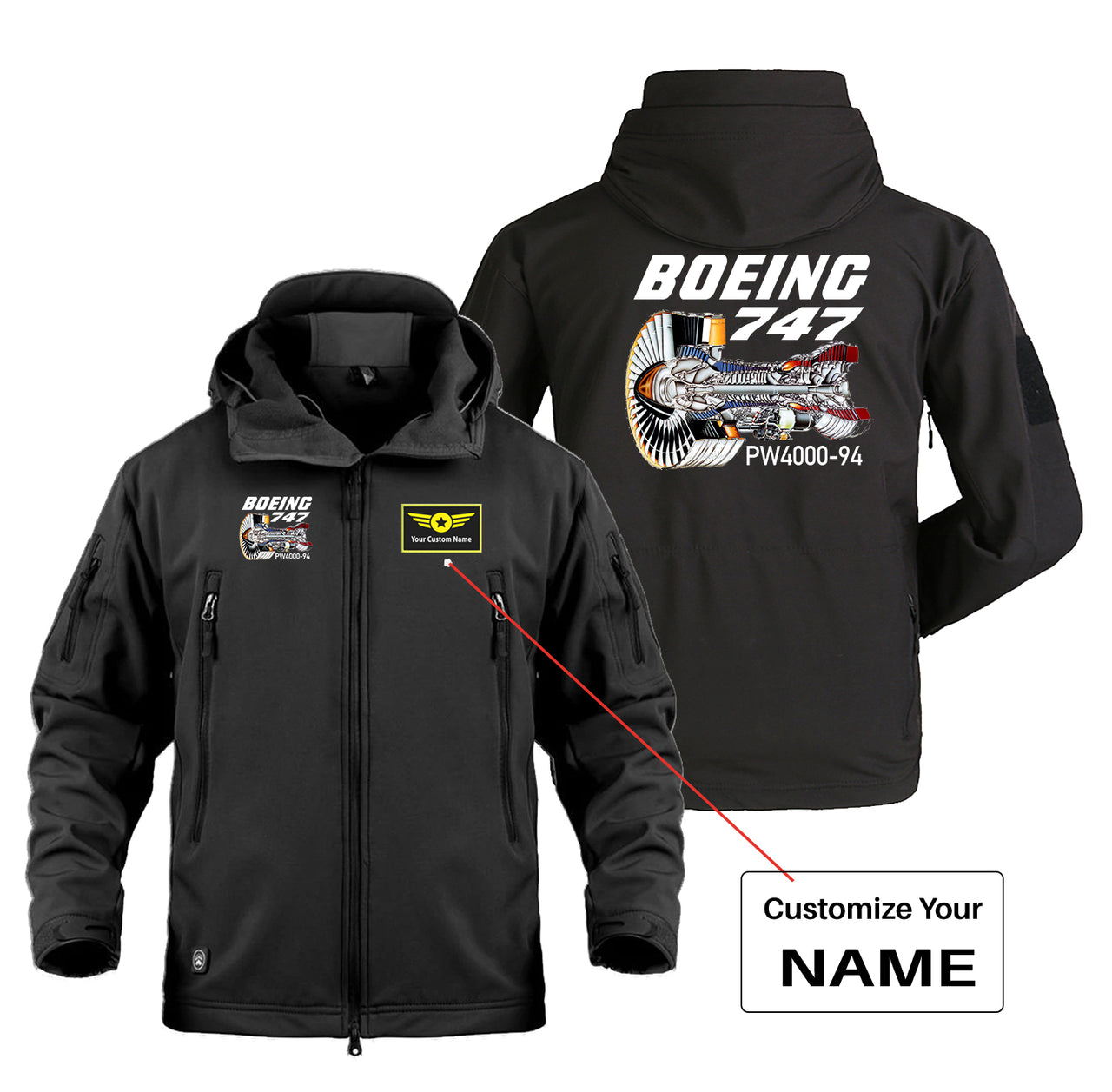 Boeing 747 & PW4000-94 Engine Designed Military Jackets (Customizable)