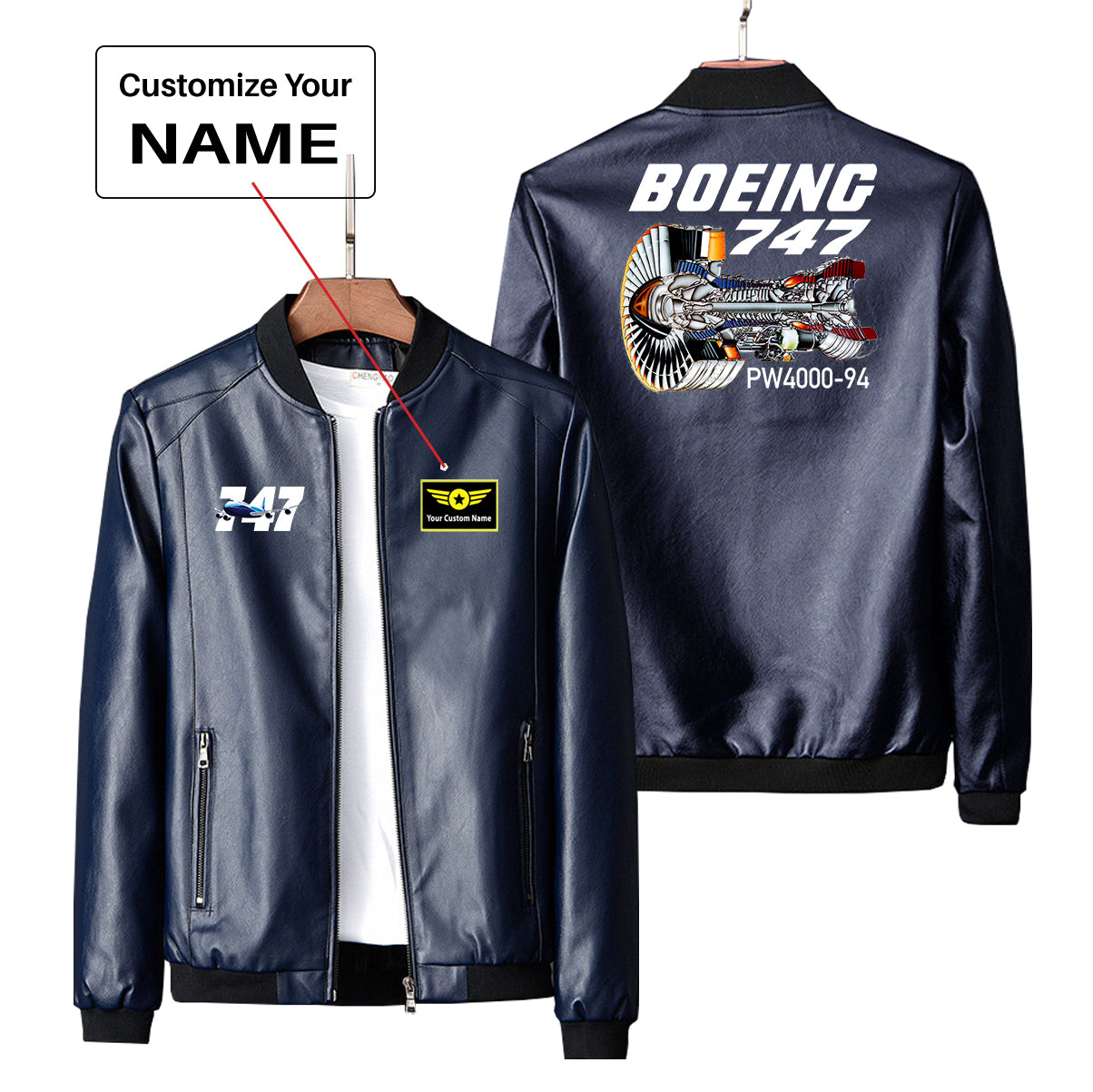 Boeing 747 & PW4000-94 Engine Designed PU Leather Jackets