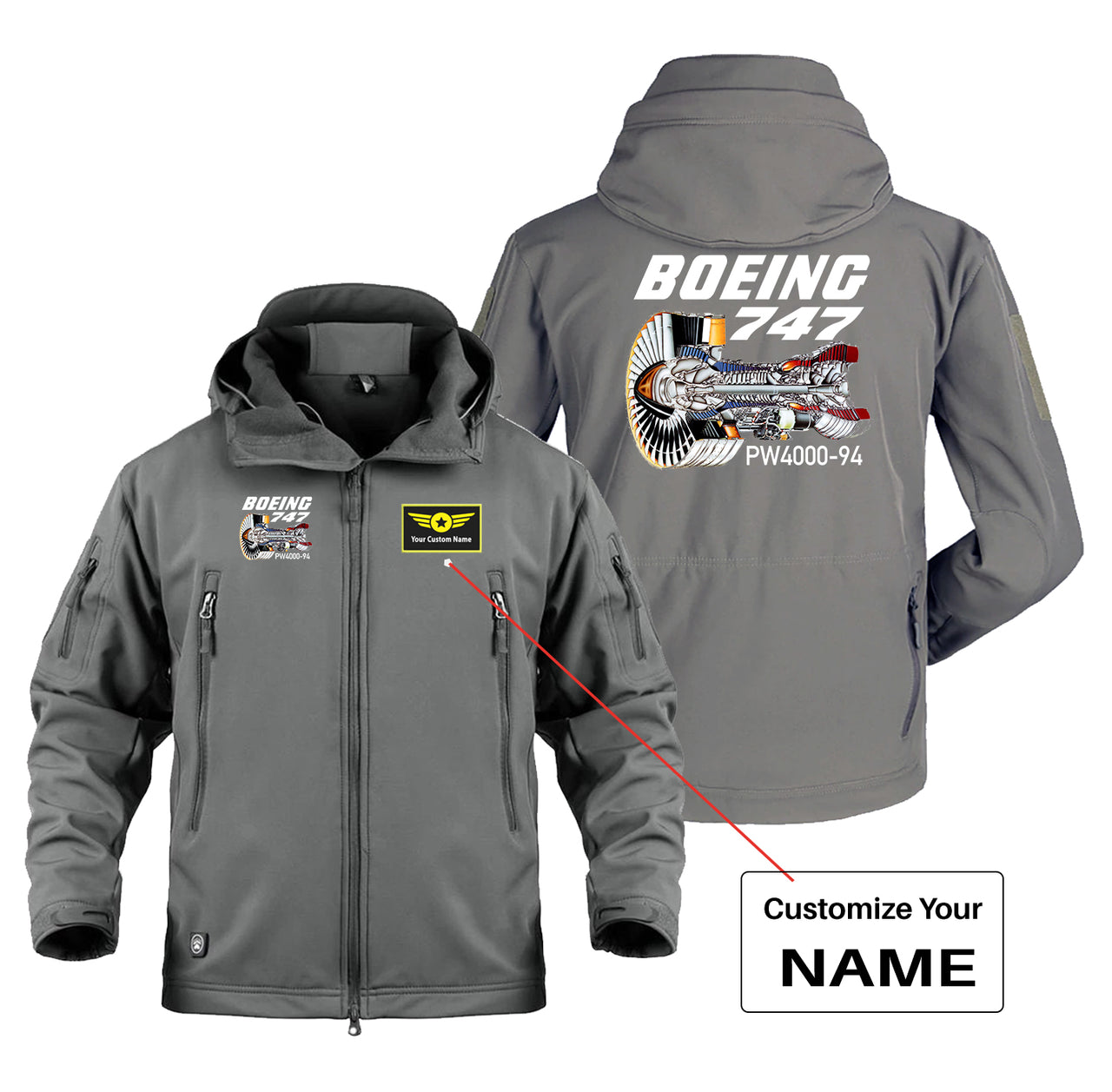 Boeing 747 & PW4000-94 Engine Designed Military Jackets (Customizable)