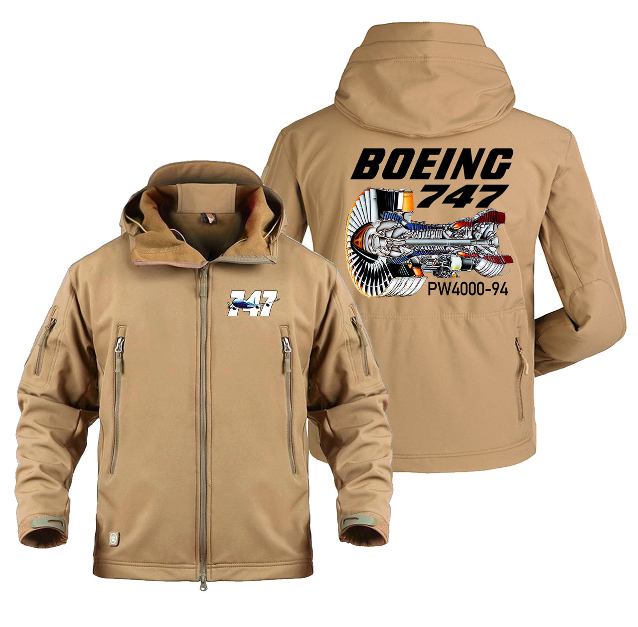 Boeing 747 & PW4000-94 Engine Designed Military Jackets (Customizable)