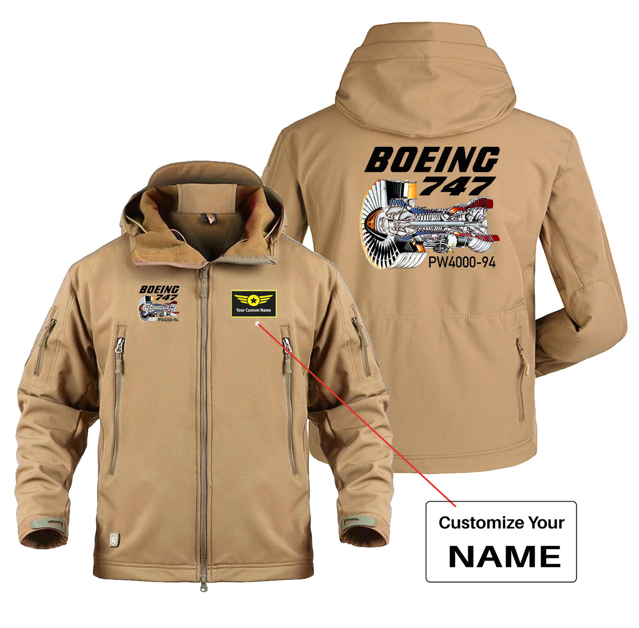 Boeing 747 & PW4000-94 Engine Designed Military Jackets (Customizable)