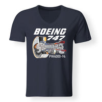 Thumbnail for Boeing 747 & PW4000-94 Engine Designed V-Neck T-Shirts