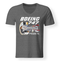 Thumbnail for Boeing 747 & PW4000-94 Engine Designed V-Neck T-Shirts