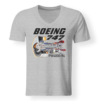 Thumbnail for Boeing 747 & PW4000-94 Engine Designed V-Neck T-Shirts