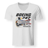 Thumbnail for Boeing 747 & PW4000-94 Engine Designed V-Neck T-Shirts