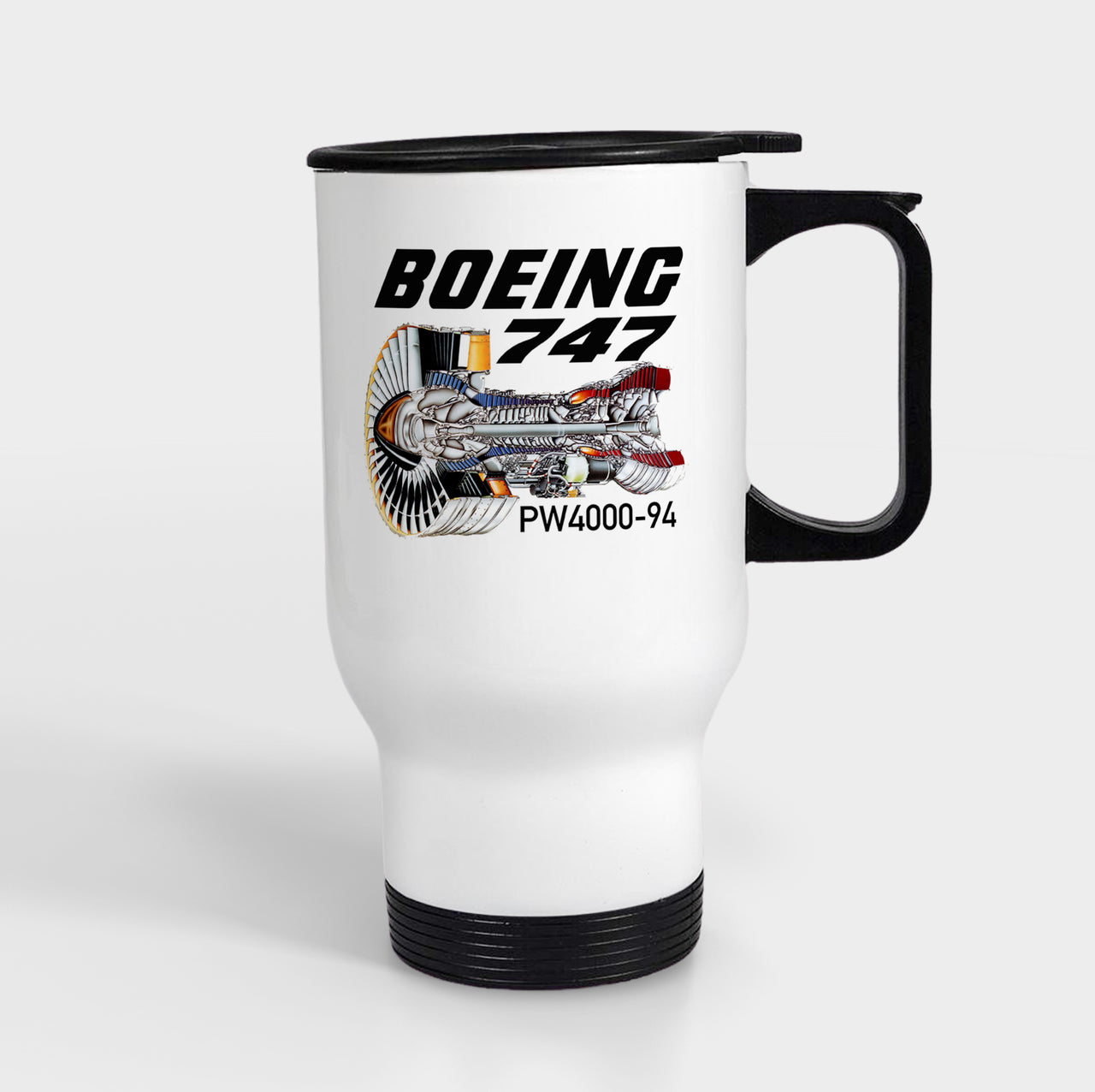 Boeing 747 & PW4000-94 Engine Designed Travel Mugs (With Holder)