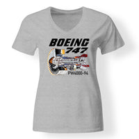 Thumbnail for Boeing 747 & PW4000-94 Engine Designed V-Neck T-Shirts