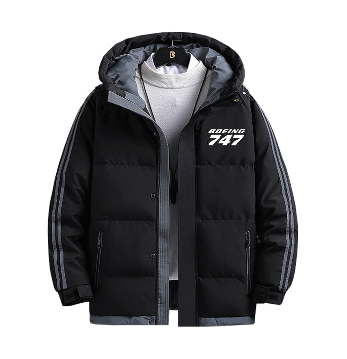 Boeing 747 & Text Designed Thick Fashion Jackets