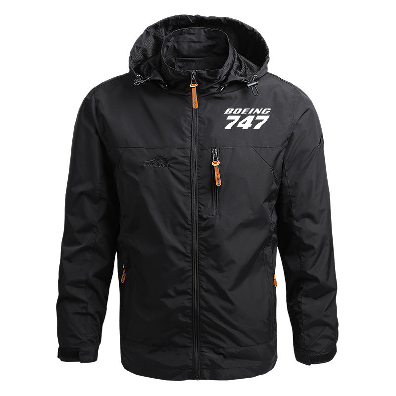 Boeing 747 & Text Designed Thin Stylish Jackets