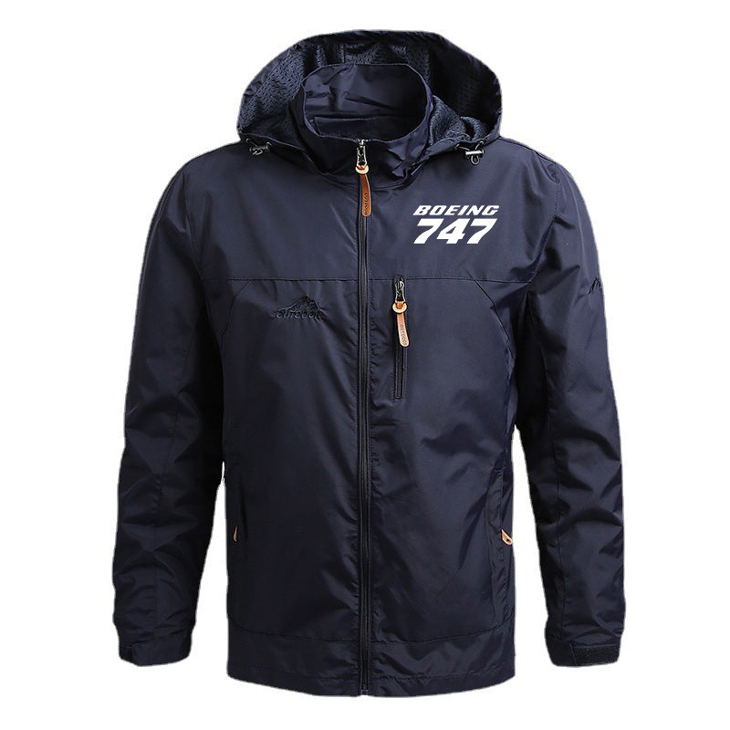 Boeing 747 & Text Designed Thin Stylish Jackets