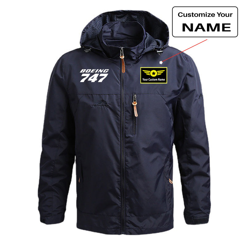 Boeing 747 & Text Designed Thin Stylish Jackets