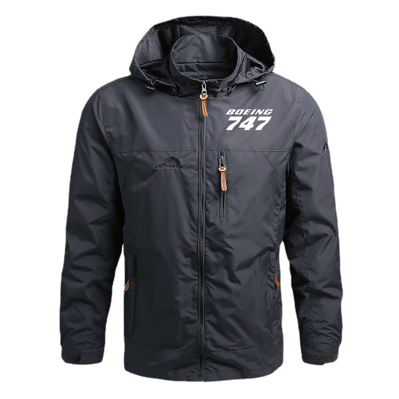 Boeing 747 & Text Designed Thin Stylish Jackets