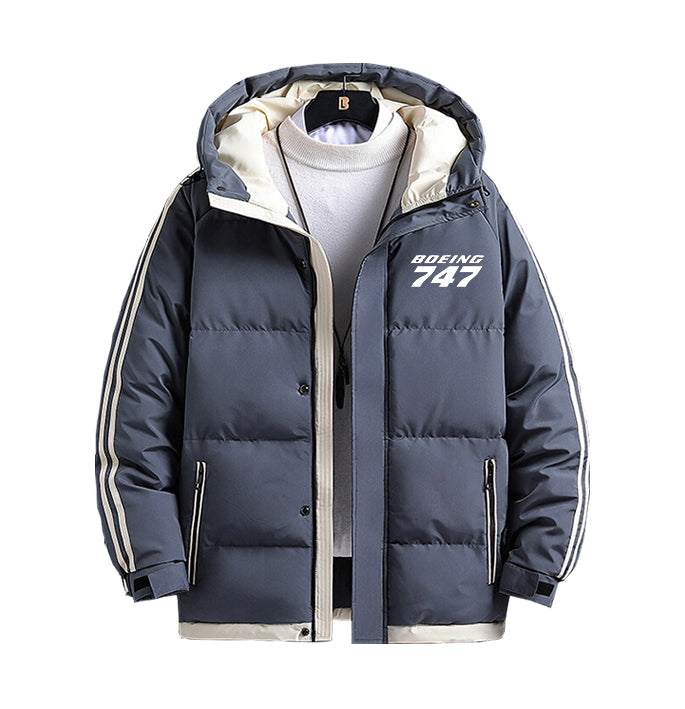 Boeing 747 & Text Designed Thick Fashion Jackets