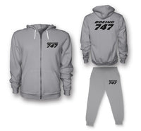 Thumbnail for Boeing 747 & Text Designed Zipped Hoodies & Sweatpants Set