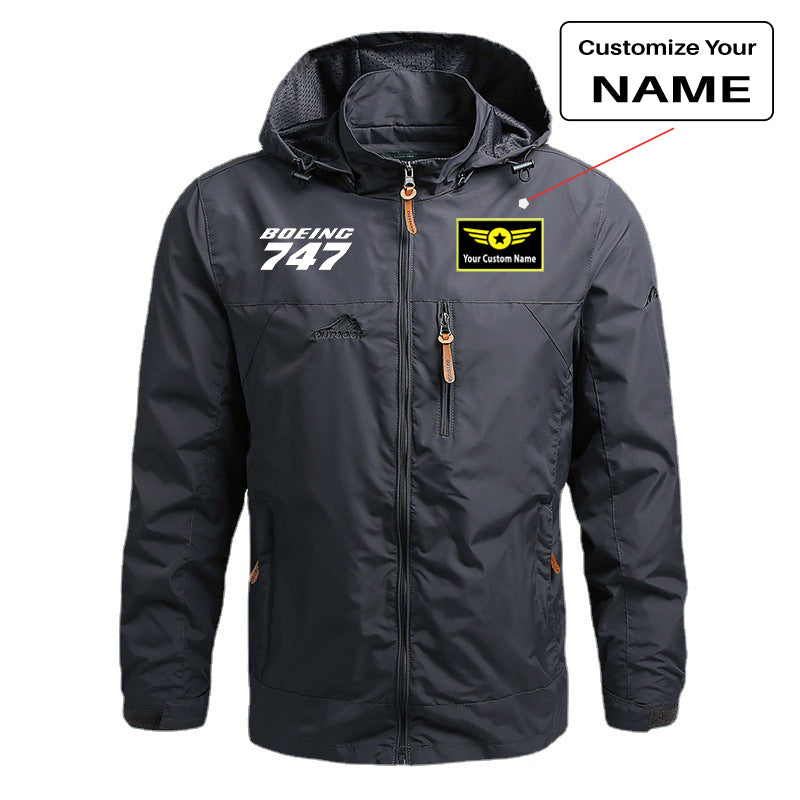 Boeing 747 & Text Designed Thin Stylish Jackets