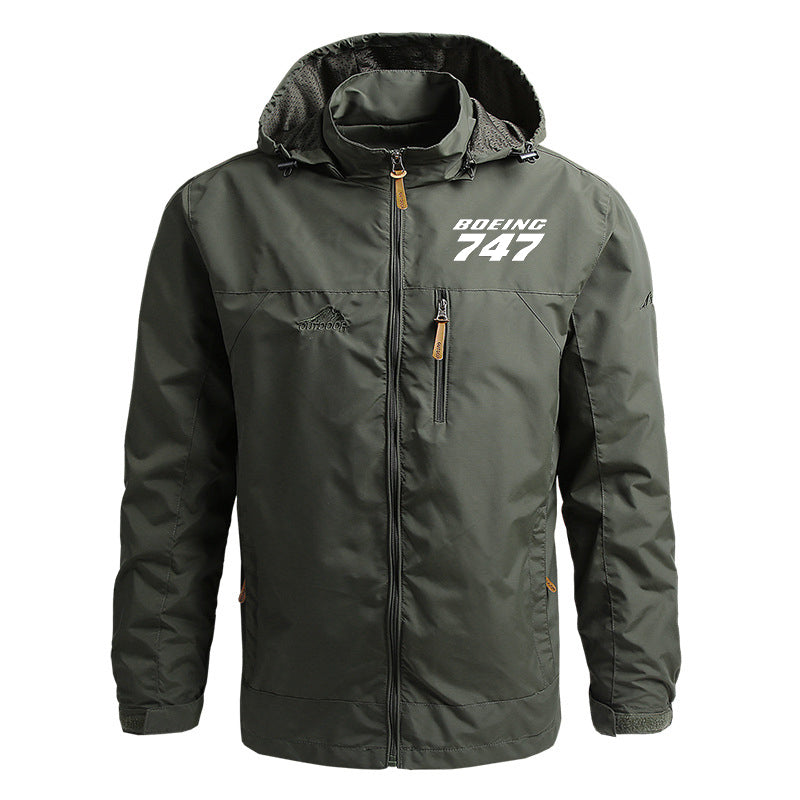 Boeing 747 & Text Designed Thin Stylish Jackets