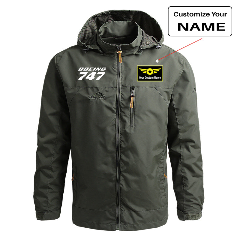 Boeing 747 & Text Designed Thin Stylish Jackets