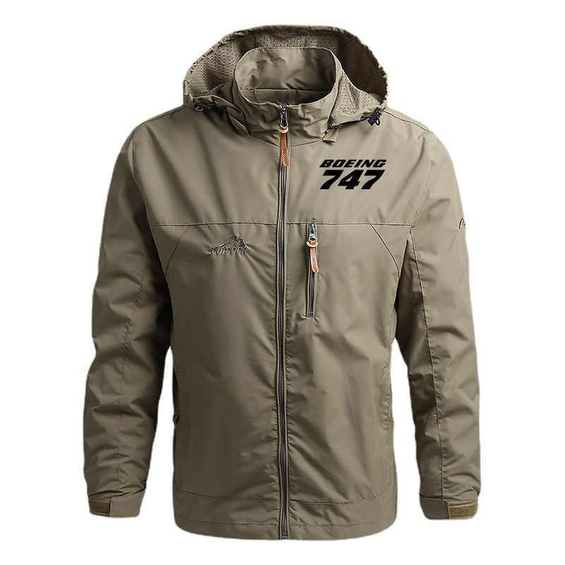 Boeing 747 & Text Designed Thin Stylish Jackets