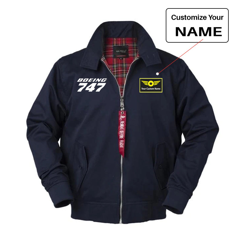 Boeing 747 & Text Designed Vintage Style Jackets