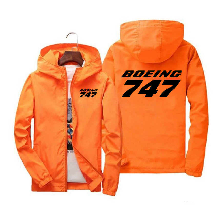 Boeing 747 & Text Designed Windbreaker Jackets