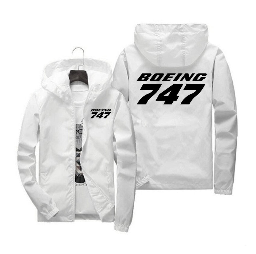 Boeing 747 & Text Designed Windbreaker Jackets