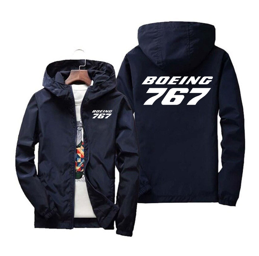 Boeing 767 & Text Designed Windbreaker Jackets