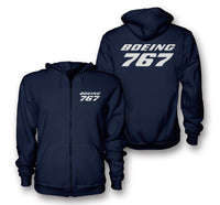 Thumbnail for Boeing 767 & Text Designed Zipped Hoodies