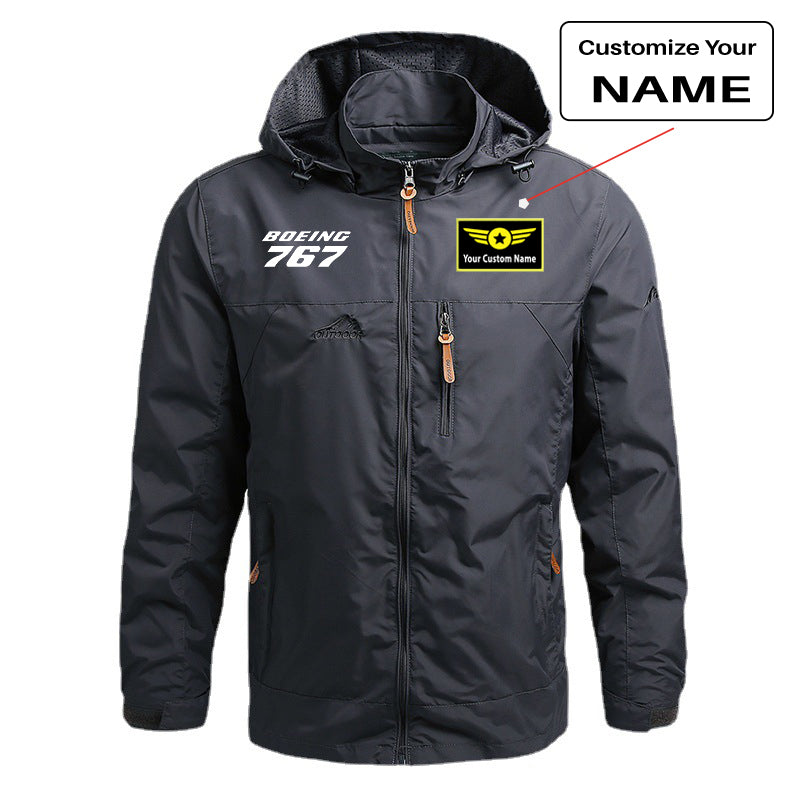 Boeing 767 & Text Designed Thin Stylish Jackets