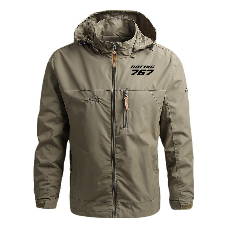 Boeing 767 & Text Designed Thin Stylish Jackets