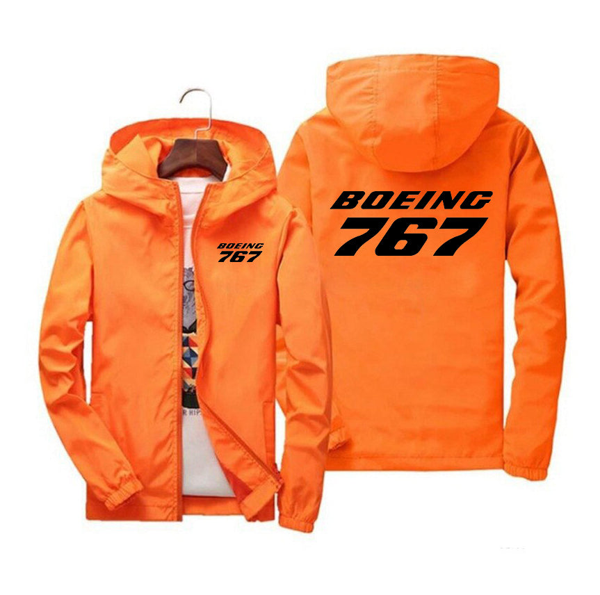 Boeing 767 & Text Designed Windbreaker Jackets