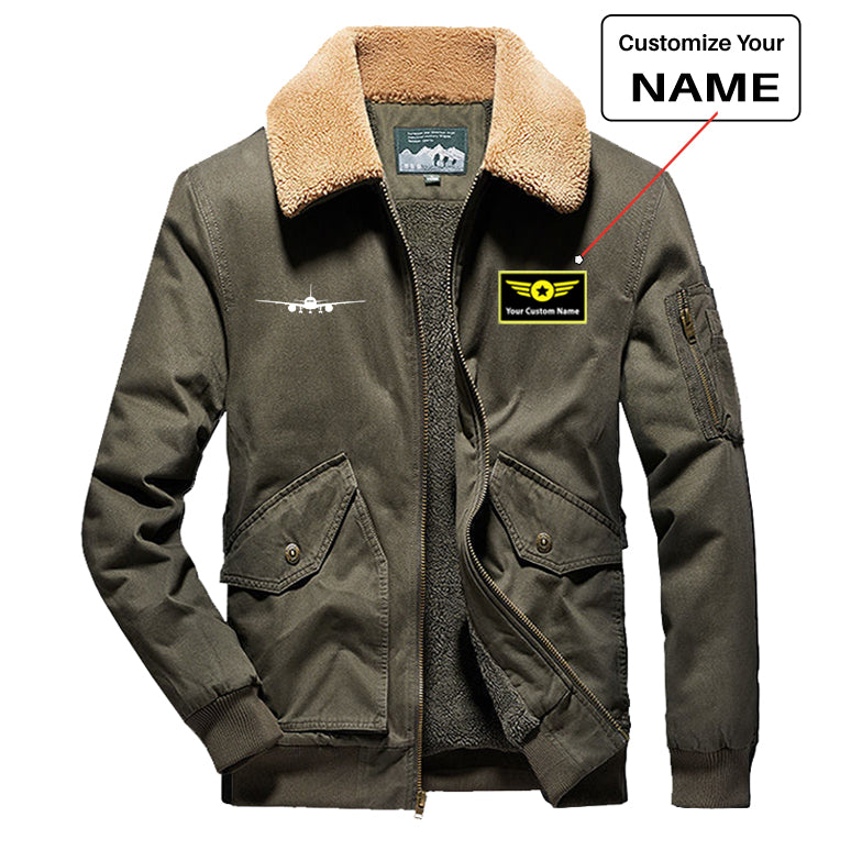 Boeing 777 Silhouette Designed Thick Bomber Jackets