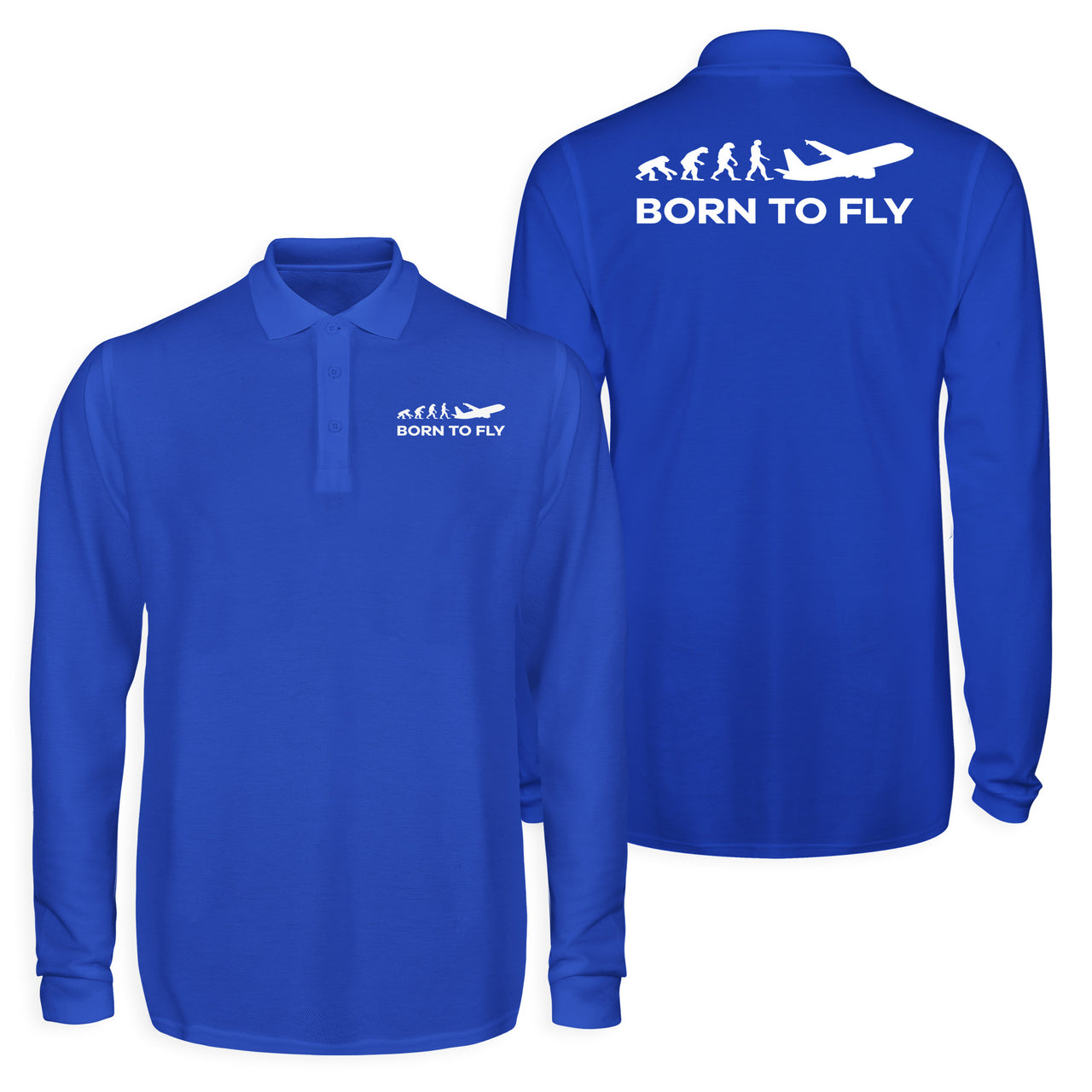 Born To Fly Designed Long Sleeve Polo T-Shirts (Double-Side)