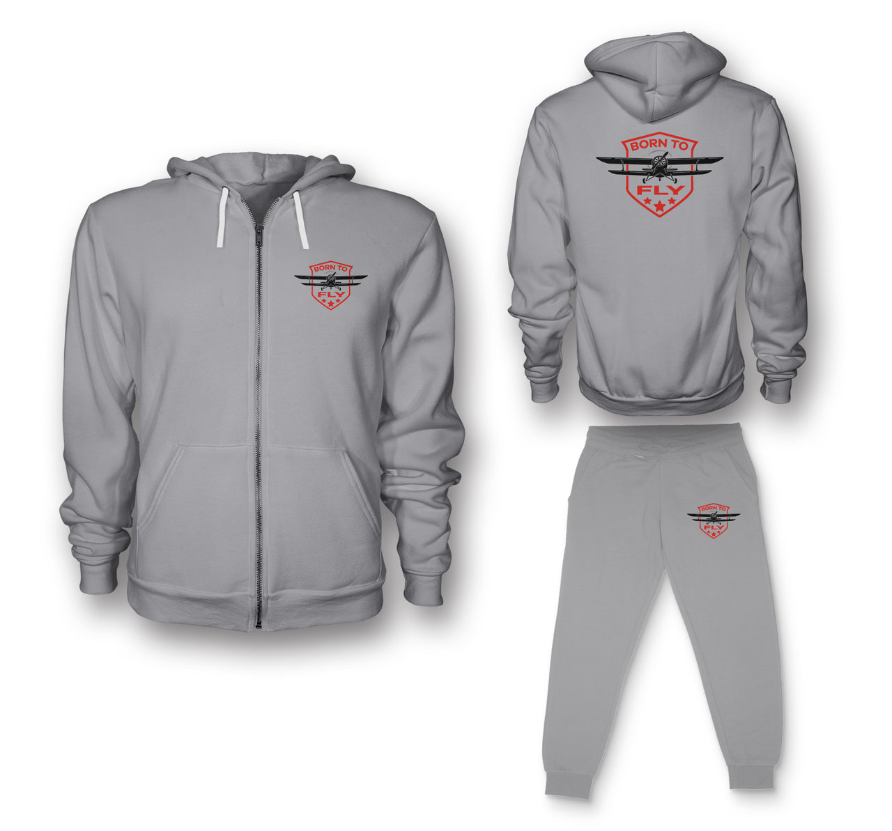 Born To Fly Designed Designed Zipped Hoodies & Sweatpants Set