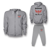 Thumbnail for Born To Fly SKELETON Designed Zipped Hoodies & Sweatpants Set