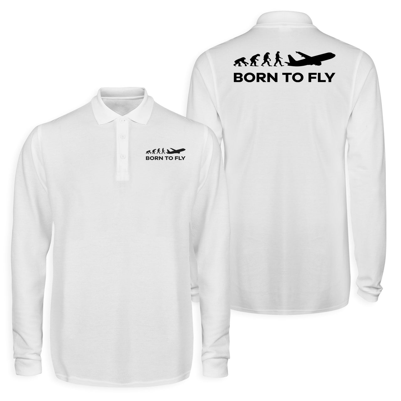 Born To Fly Designed Long Sleeve Polo T-Shirts (Double-Side)