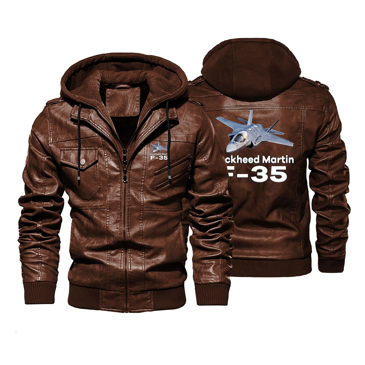 The Lockheed Martin F35 Designed Hooded Leather Jackets