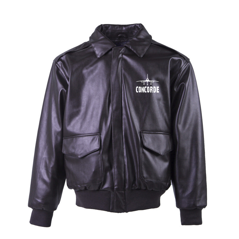 Concorde & Plane Designed Leather Bomber Jackets (NO Fur)