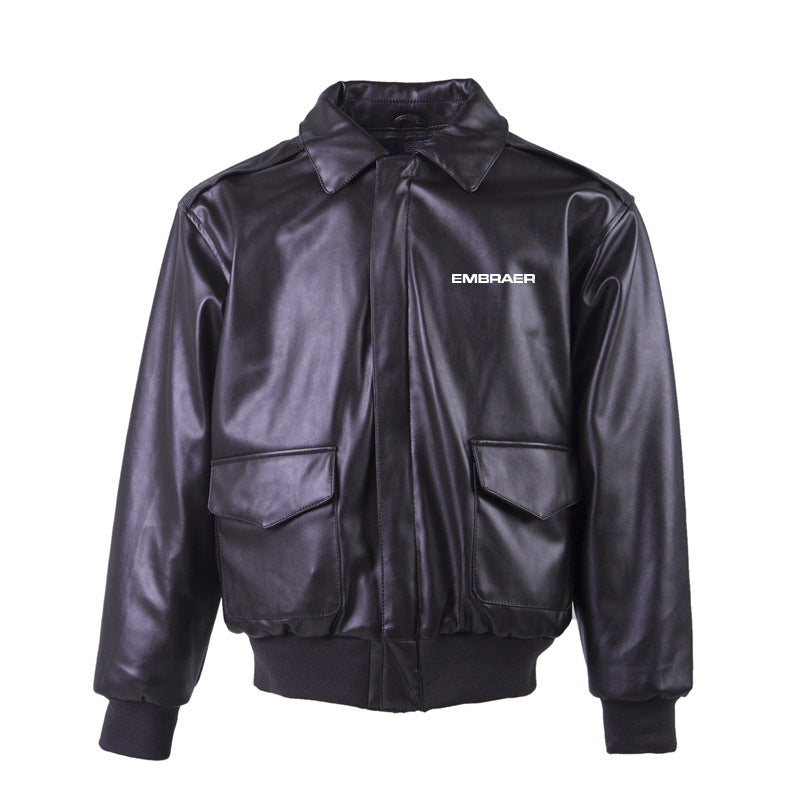 Embraer & Text Designed Leather Bomber Jackets (NO Fur)