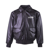 Thumbnail for A350 Flat Text Designed Leather Bomber Jackets (NO Fur)