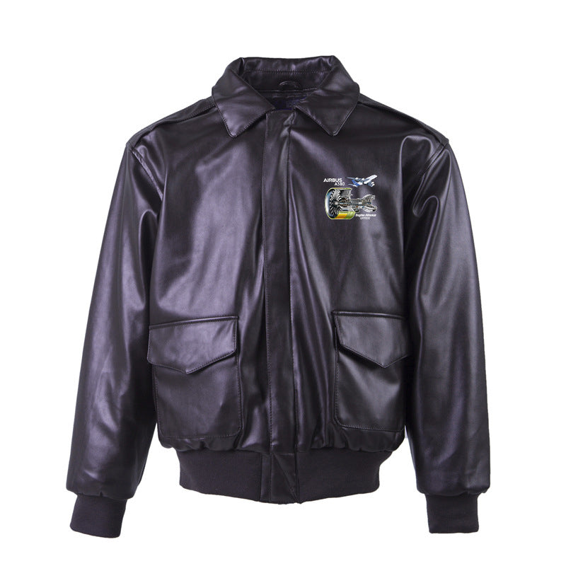 Airbus A380 & GP7000 Engine Designed Leather Bomber Jackets (NO Fur)