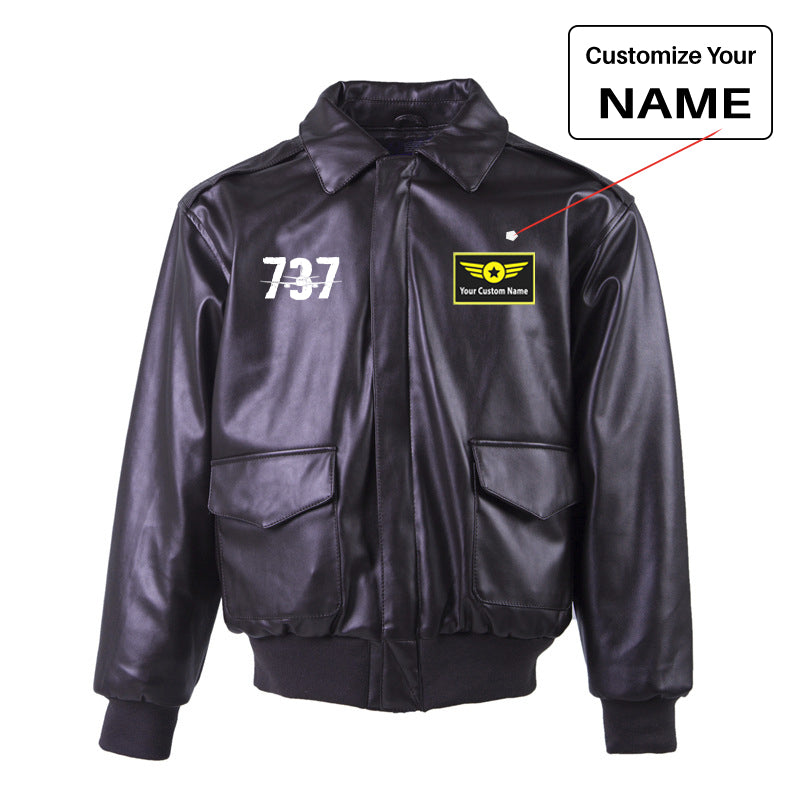 Boeing 737 Designed Designed Leather Bomber Jackets (NO Fur)